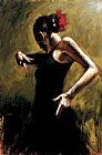 Flamenco Dancer Canvas Paintings - Dancer In Black